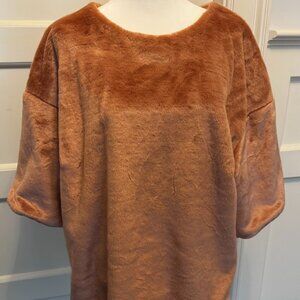 Faux Fur Top in Blush Pink - Size Large